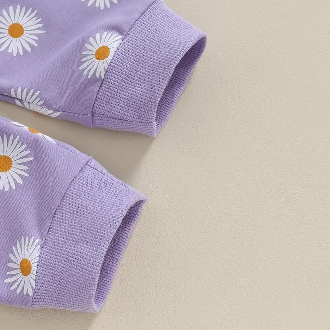 3Pcs Baby Girl Outfits Daisy Sweatshirt + Pants + Headband Infant Fall Winter Clothes