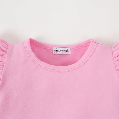 LYSMuch Toddler Baby Girls Long Sleeve Ruffle T Shirt Kids Casual Plain Solid Top Blouse T-Shirt Undershirt