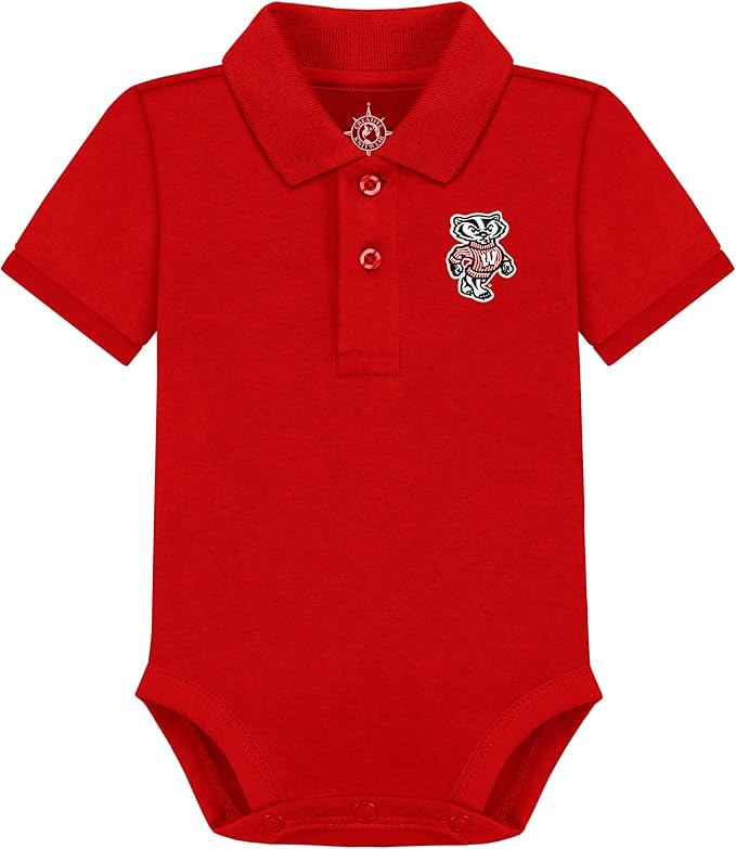 Creative Knitwear College Baby Polo Bodysuit Solid - Team Logo, Multiple Colors, for Boys & Girls (0-12 Months)