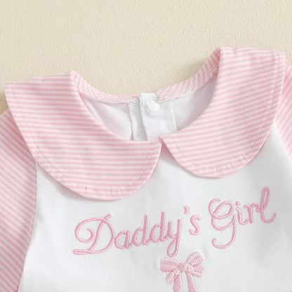 Newborn Baby Girl Footed Romper Onesie Little Sister Embroidery Fall Clothes Coming Home Outfit Vintage Jumpsuit