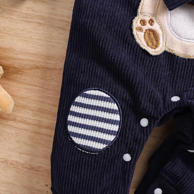 Baby Boy Clothes Newborn Hoodie Romper Fall Winter One-piece Outfit Infant Cute Cartoon Clothing Set 0-18 Months