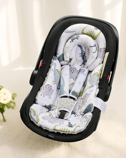 Infant Car Seat Insert with Removable Cushion for Baby Preemie Newborn Infant, Reversible carseat Insert Head Body Support Fits for Stroller, Baby Swing, Rocker, Bouncer, Bassinet - Grey