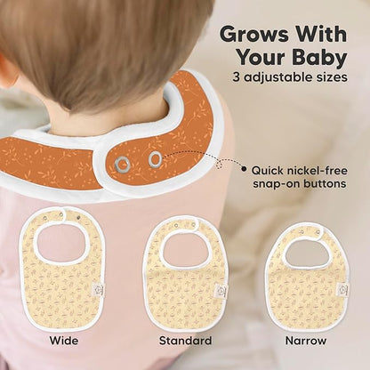 8-Pack Organic Baby Bibs for Boys, Girls - Soft Cotton Drooling and Teething Bibs for Baby Girl & Boy, Extra Absorbent, Easy to Clean & Put On for Toddler, Newborn, Infant 0-24 Months (Fall Spores)