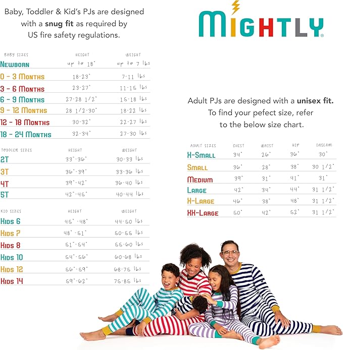 Mightly Boys and Girls' Pajamas | 100% Organic Cotton Soft, Elastic and Comfortable Footless Pajama Set for Toddlers & Kids