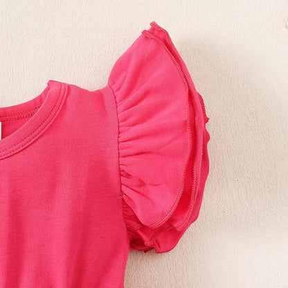 Baby Girl Clothes Infant Ruffle Sleeve Romper Dress Newborn Solid Tutu Skirt Sets Jumpsuit Headband Outfit