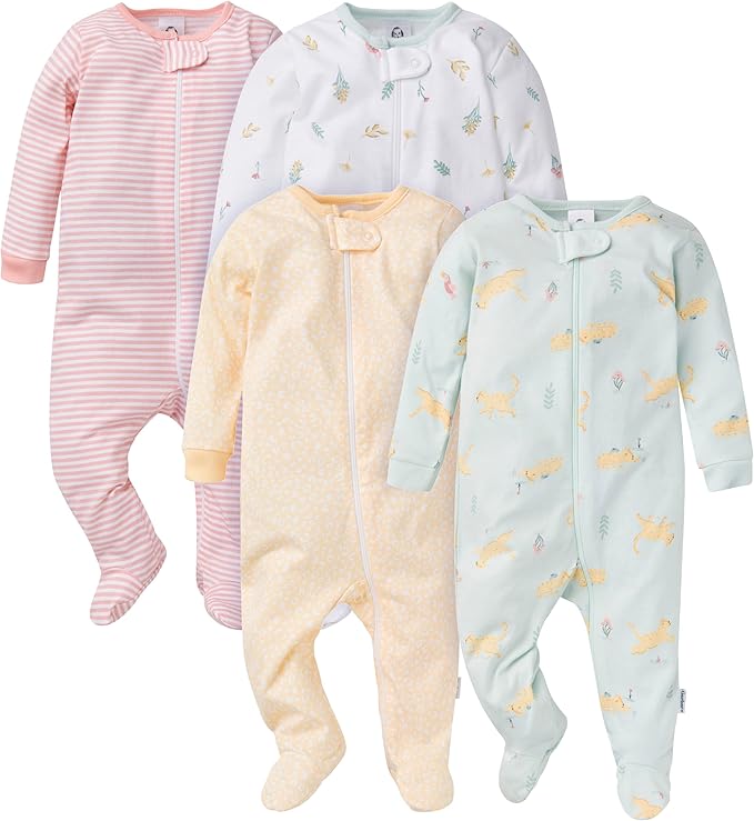 Gerber baby-girls 4 Pack Sleep N' Play Footie