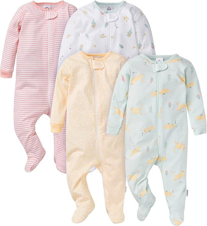 Gerber baby-girls 4 Pack Sleep N' Play Footie
