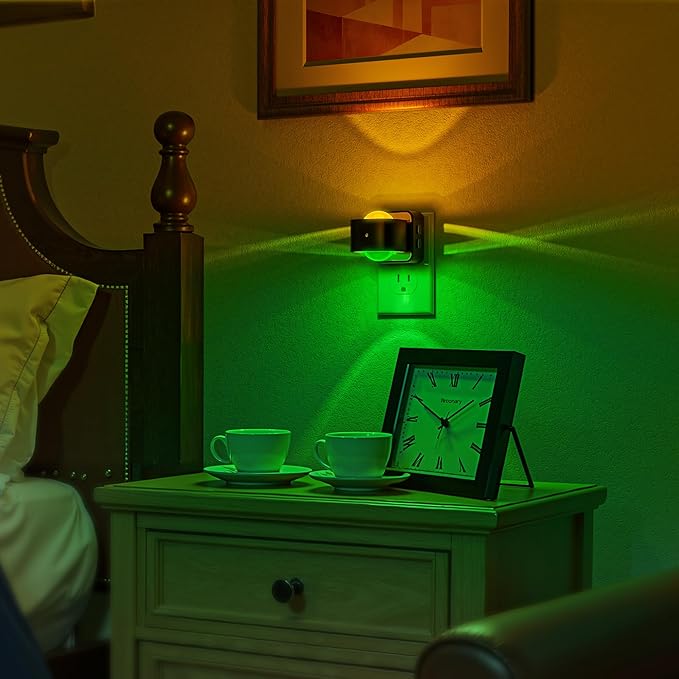 Briignite Night Light Projector, RGB Color Changing Night Light for Kids, 180° Rotating Night Lights Plug into Wall, Dusk to Dawn Sensor, RGB Ambient Lighting for Gaming Room Bathroom Gifts, 2 Pack