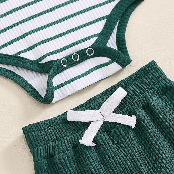 Newborn Baby Boy Girl Clothes Ribbed Knitted Long Sleeve Romper Pants Solid Cotton Infant Fall Winter Outfits 2Pcs