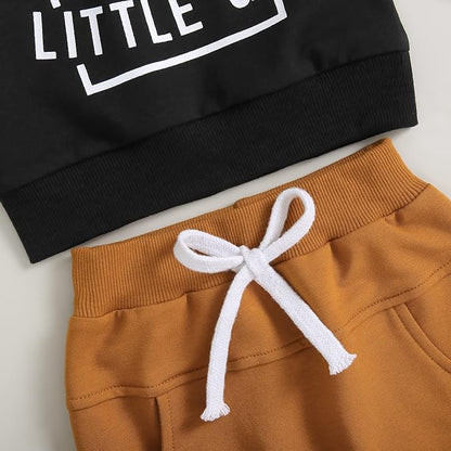 Murnouche Toddler Baby Boy Fall Winter Outfits Letter Crewneck Sweatshirt Casual Pants 2Pcs Clothes Set