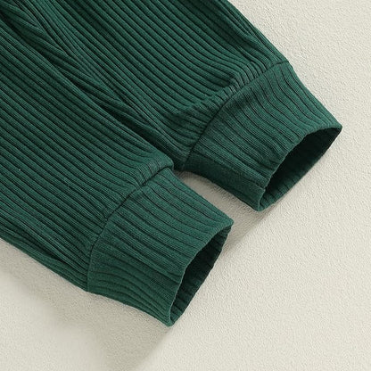 fhutpw Baby Boy Clothes 3 6 12 18 Months Ribbed Knitted Long Sleeve Romper and Pants Sets Newborn Fall Splicing Color Outfits