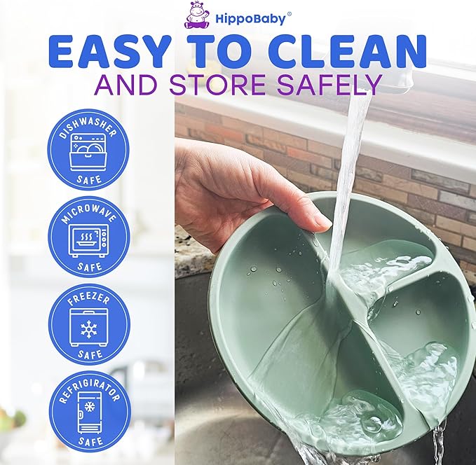 Baby Led Weaning Supplies | 10 Piece Silicone Baby Feeding Set, Baby Toddler Bib Cup Divided Plate and Bowl Self Feeding Spoons Dish Set,Baby Utensils | Toddler Feeding Supplies