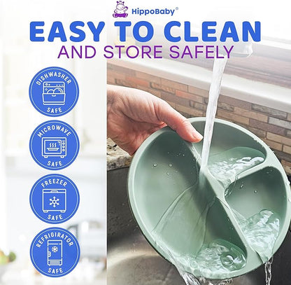 Baby Led Weaning Supplies | 10 Piece Silicone Baby Feeding Set, Baby Toddler Bib Cup Divided Plate and Bowl Self Feeding Spoons Dish Set,Baby Utensils | Toddler Feeding Supplies