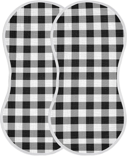 vvfelixl Muslin Burp Cloths Black White Plaid Scottish Cage Baby Washcloths for Baby Girl Boys 2 Pack