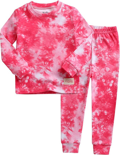 VAENAIT BABY 12M-12Y Toddler Kids Boys Girls 100% Cotton Marbling Tiedye Sung Fit Sleepwear Pajamas 2pcs Pjs Set