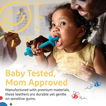 Silicone Baby Teethers 0-6 Months, Textured Baby Teething Toys 3-6 Months, Toddler Molar Teething Relief Sticks, Freezable Chew Straws for Babies 6-12 Month Girl Boy Infant (Spring)