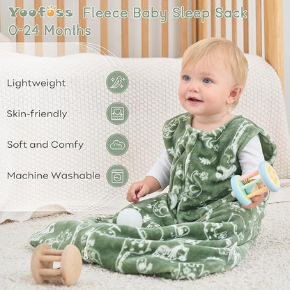 Yoofoss Fleece Baby Sleep Sack 2 Pack 1.5 Tog Baby Wearable Blanket with 2-Way Zipper