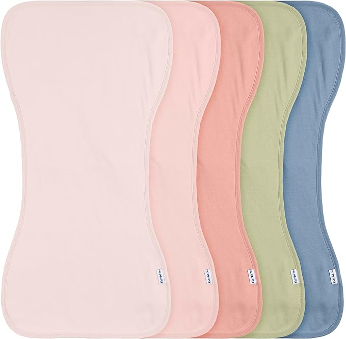 Gerber Baby Unisex Burp Cloth, 5 Count, Pink Blue, Size 10.5" x 21" (Pack of 12)