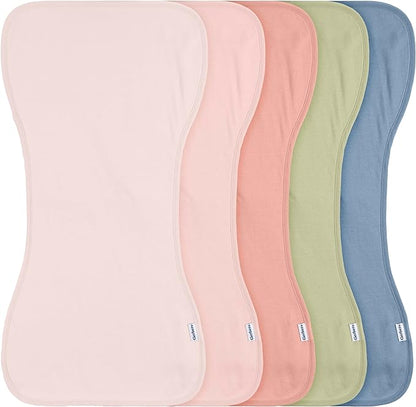 Gerber Baby Unisex Burp Cloth, 5 Count, Pink Blue, Size 10.5" x 21" (Pack of 12)