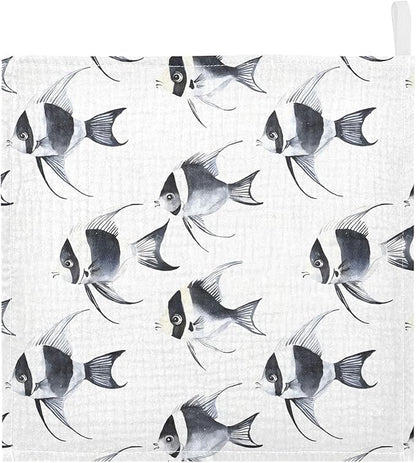 vvfelixl Black and White Angelfish Baby Burp Cloths Baby Muslin Washcloths for Boys Girls Cotton Babys Face Towel for Newborn Infants Soft and Absorbent 11.8 X 11.8 in, 5 Pack