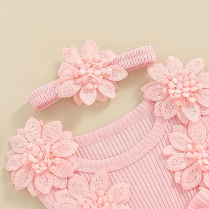 Infant Baby Girl Lace Romper Baby Tulle Dress Romper Flowers Bodysuit Spring Summer Festival Clothes with Headband