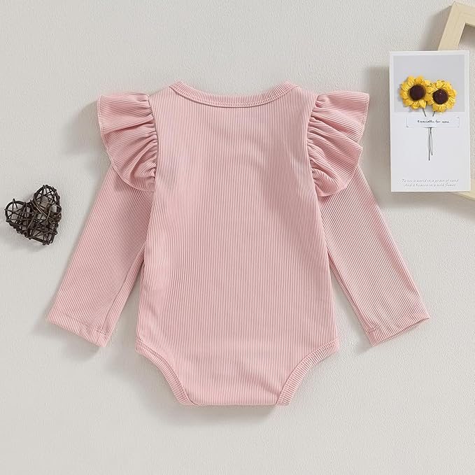 Newborn Infant Baby Girl Solid Ruffle Romper Bodysuit Jumpsuit Casual Clothes One Piece Outfit