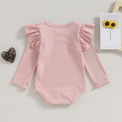 Newborn Infant Baby Girl Solid Ruffle Romper Bodysuit Jumpsuit Casual Clothes One Piece Outfit