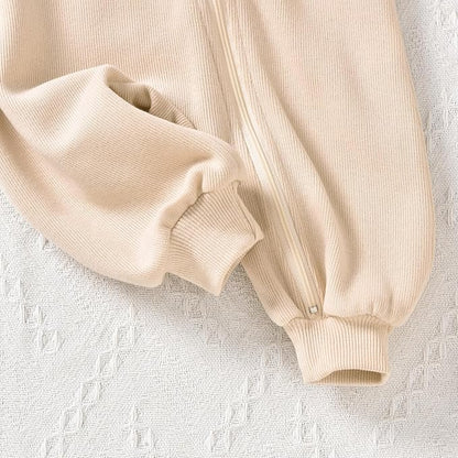 Unutiylo Unisex Baby Boys Girls Long Sleeve Infant Baby Zipper Hooded Jumpsuits Romper Loose Outfit Clothes