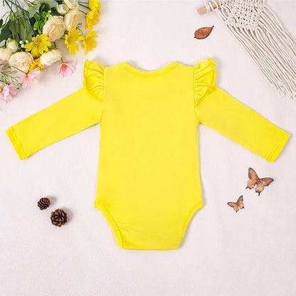 LYSMuch Baby Girls Ruffle Long Sleeve Bodysuit Infant Solid Color Top Jumpsuit Clothes
