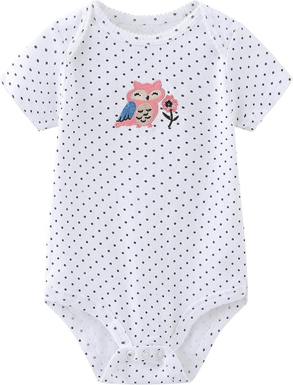 Kiddiezoom Newborn Baby Unisex Cotton One-Piece Bodysuits Baby Gift 5-Pack Baby Clothes