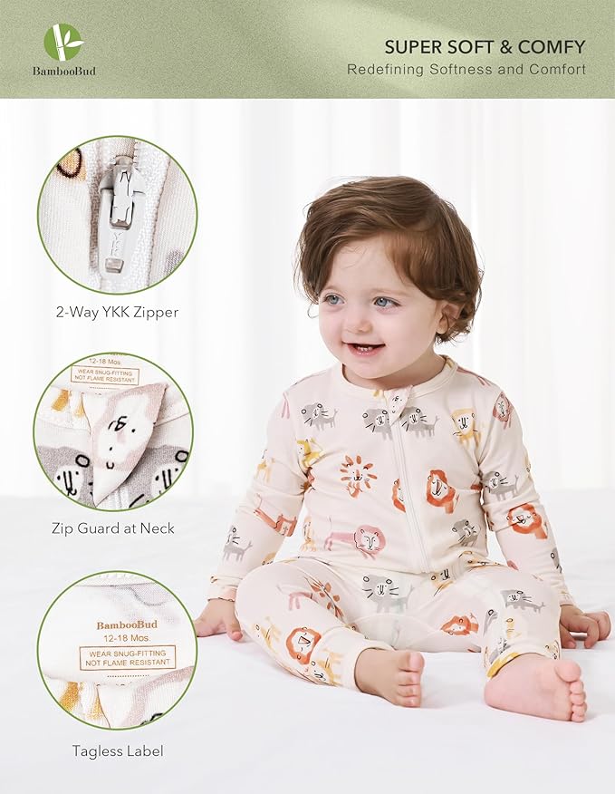 Baby Zippered Rompers Newborn Pajamas Sleepers Long Sleeve Jumpsuits Infant Zipper Romper-Viscose from Bamboo
