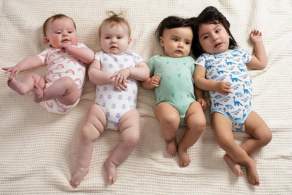 MONICA + ANDY Short Sleeve Jack & Jill Bodysuit, 100% Organic Baby Clothes for Girls & Boys, Newborn, Infant & Preemie Sizes