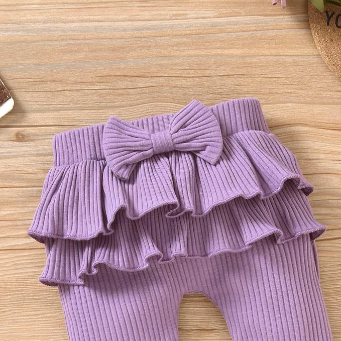 Aalizzwell Preemie Newborn Infant Baby Girls Clothes Ribbed Bodysuit Pants Set Fall Winter Outfits
