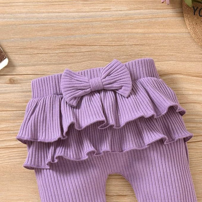 Aalizzwell Preemie Newborn Infant Baby Girls Clothes Ribbed Bodysuit Pants Set Fall Winter Outfits