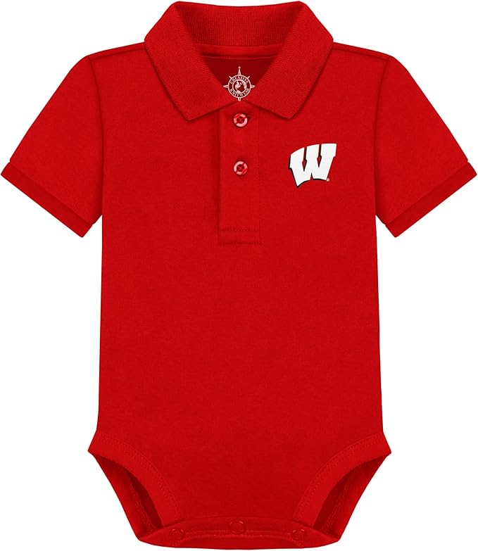 Creative Knitwear College Baby Polo Bodysuit Solid - Team Logo, Multiple Colors, for Boys & Girls (0-12 Months)