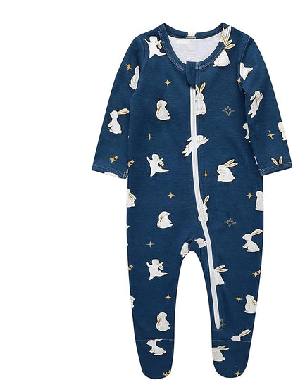 O2 BABY Baby Boys Girls Organic Cotton Zip-Front Sleeper Pajamas, Footed Sleep 'n Play
