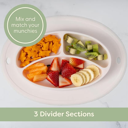 CoComelon Silicone Divider Plate - Suction Plates for Toddlers, Babies - BPA-Free- Non Slip Reusable Portable Toddler Plates with Suction, Less Mess - Portion Meal Time - Non Toxic, Dishwasher Safe