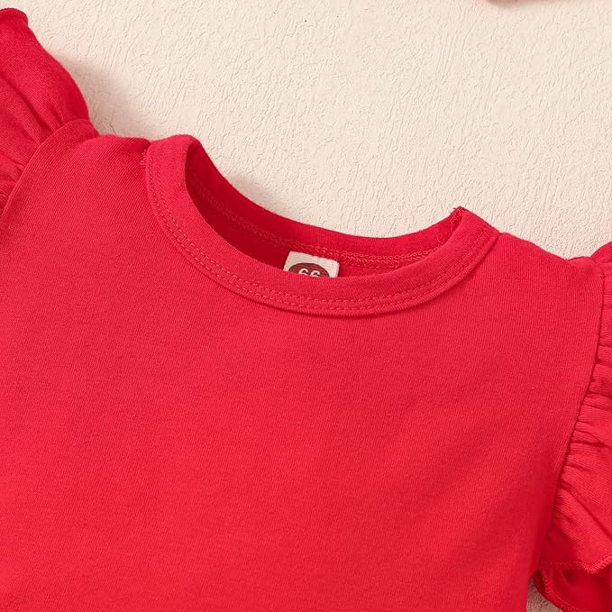 Baby Girl Clothes Infant Ruffle Sleeve Romper Dress Newborn Solid Tutu Skirt Sets Jumpsuit Headband Outfit