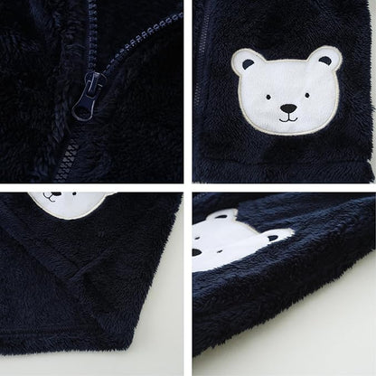 Toddler Winter Coat Fleece Zip up Hooded Bear Ears Warm Fuzzy Baby Kids Jacket Outerwear Sweater
