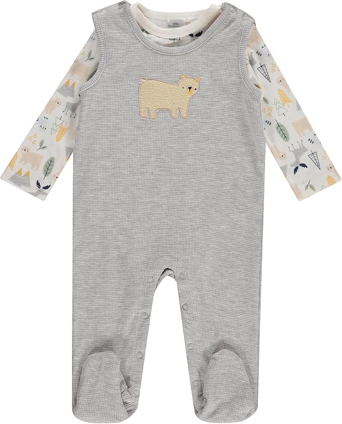 Cudlie baby-boys Infant Boys 2-piece Overall & Long-sleeve Bodysuit Set With Bottom Snaps