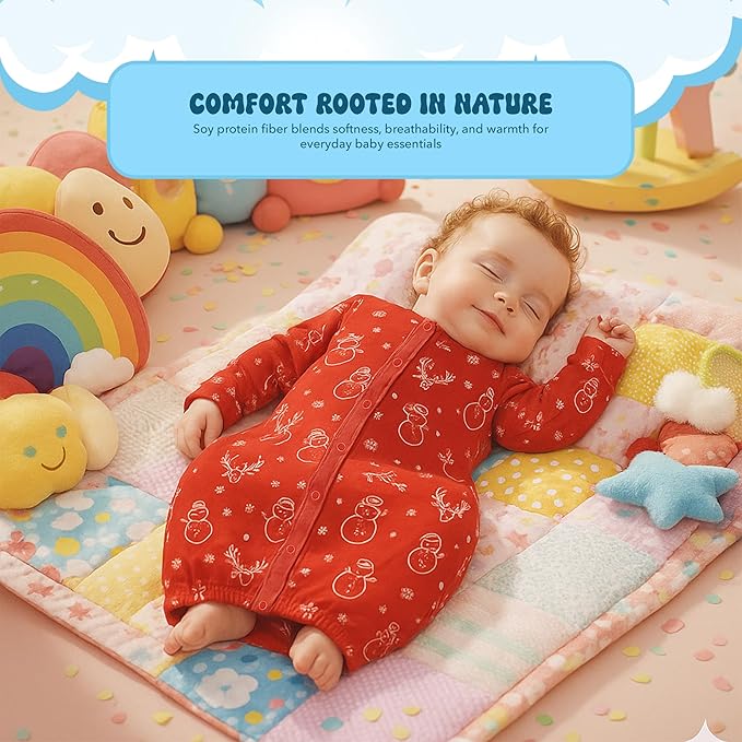 Babysoy Baby Long Sleeve Gown Sleep Sack, Ultra Soft Nightgown, Modern Prints, Reversible Mittens