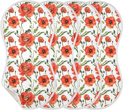 vvfelixl Burp Cloths Wildflower Poppy Flower for Baby Boy Girls Baby Washcloths Burp Rags 1 Pack