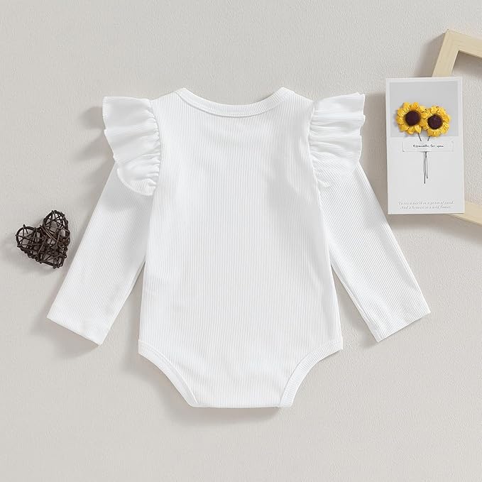 Newborn Infant Baby Girl Solid Ruffle Romper Bodysuit Jumpsuit Casual Clothes One Piece Outfit