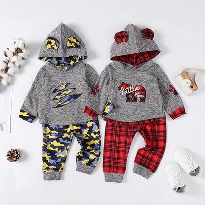 Toddler Baby Boy Clothes Infant Newborn Boy Outfit Long Sleeve Hoodie Sweatshirt Pants Fall Winter Clothes Set