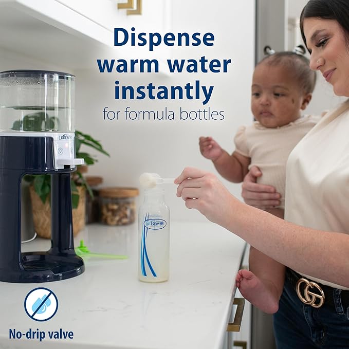 Dr. Brown's Insta-Prep Warm Water Dispenser to Instantly Prepare Baby’s Formula Bottle,Large Capacity Glass Tank with 3 Temperature Settings,Blue