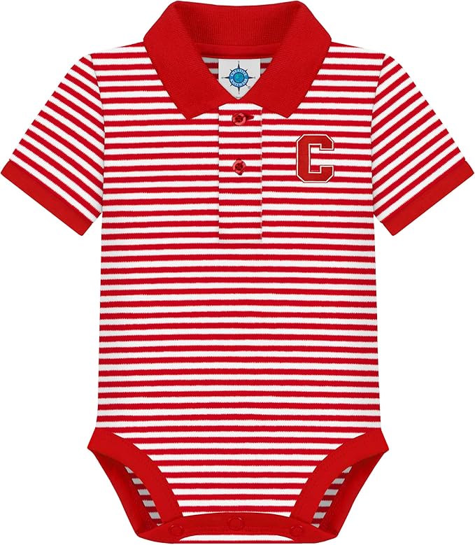 Creative Knitwear College Baby Striped Polo Bodysuit - Team Logo, Multiple Colors, for Boys & Girls (0-12 Months)