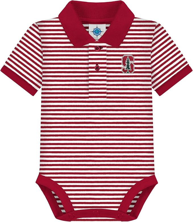Creative Knitwear College Baby Striped Polo Bodysuit - Team Logo, Multiple Colors, for Boys & Girls (0-12 Months)