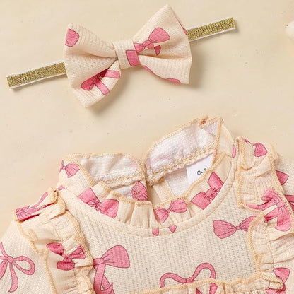 GRNSHTS Newborn Baby Girl Clothes Ruffle Rompers Toddler Fall Outfits for Girls Set Little Girl Fall Winter Clothing