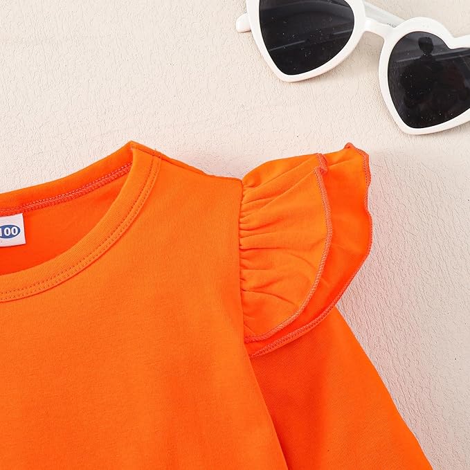 12M-14Y Toddler Baby Girls T Shirt Solid Color Blouse Ruffle Top Cotton Casual Tees Plain Shirt