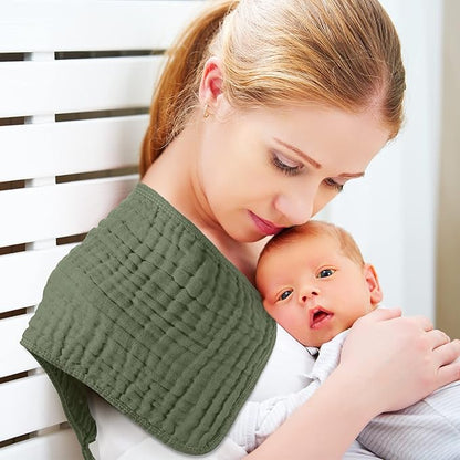 8 Packs Muslin Burp Cloths Large 20" x 10", 6 Layers Unisex Baby Absorbent 100% Cotton Burp Rags Colorful Muslin Washcloths for Baby Plain Soft Cotton Cloth for Babies Girls Boys(Rich Colors)